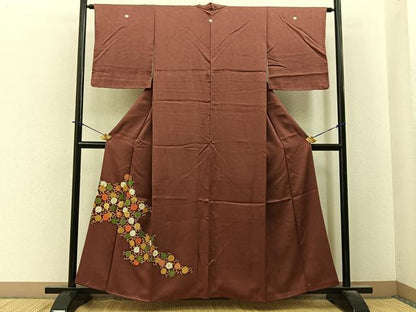 平和屋着物■豪華色留袖　刺繍　菊唐草文　金彩　正絹　逸品　BAAY6224hj