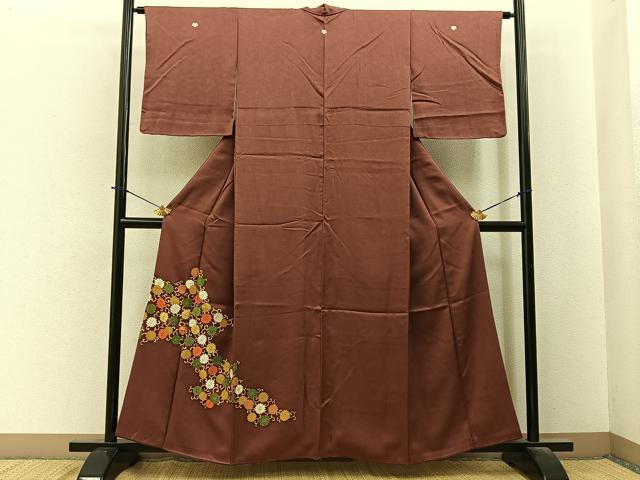 平和屋着物■豪華色留袖　刺繍　菊唐草文　金彩　正絹　逸品　BAAY6224hj