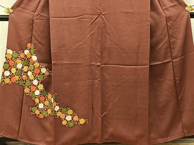 平和屋着物■豪華色留袖　刺繍　菊唐草文　金彩　正絹　逸品　BAAY6224hj