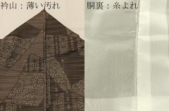 平和屋着物■上質な紬　切嵌菊吉祥文　正絹　逸品　BAAY6225hj