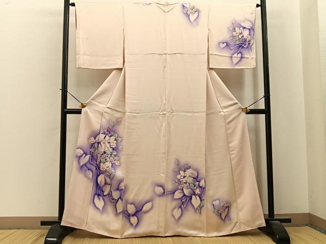 平和屋着物■訪問着　手描き　草花文　暈し染め　正絹　逸品　BAAY6226hj