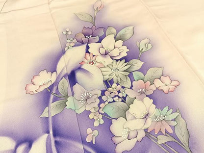 平和屋着物■訪問着　手描き　草花文　暈し染め　正絹　逸品　BAAY6226hj