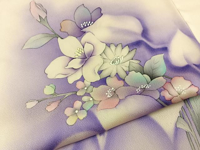 平和屋着物■訪問着　手描き　草花文　暈し染め　正絹　逸品　BAAY6226hj