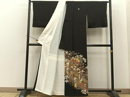 平和屋着物■豪華黒留袖　駒刺繍　源氏物語　金彩　正絹　逸品　BAAY6227hj