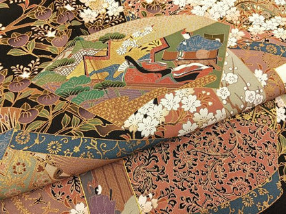 平和屋着物■豪華黒留袖　駒刺繍　源氏物語　金彩　正絹　逸品　BAAY6227hj