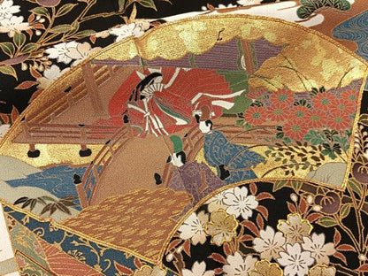 平和屋着物■豪華黒留袖　駒刺繍　源氏物語　金彩　正絹　逸品　BAAY6227hj