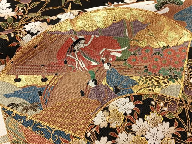 平和屋着物■豪華黒留袖　駒刺繍　源氏物語　金彩　正絹　逸品　BAAY6227hj