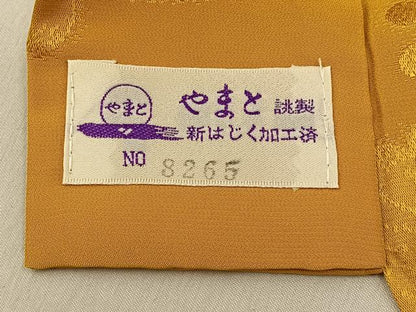 平和屋着物●振袖用長襦袢　無双仕立て　辻が花地紋　櫨染色　やまと誂製　正絹　逸品　BAAY6229hj
