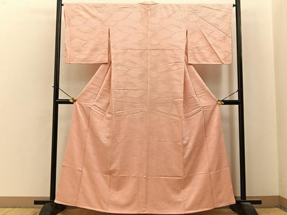 平和屋着物■上質な色無地　流線地紋　一斤染色　高島屋扱い　正絹　逸品　BAAY6231hj