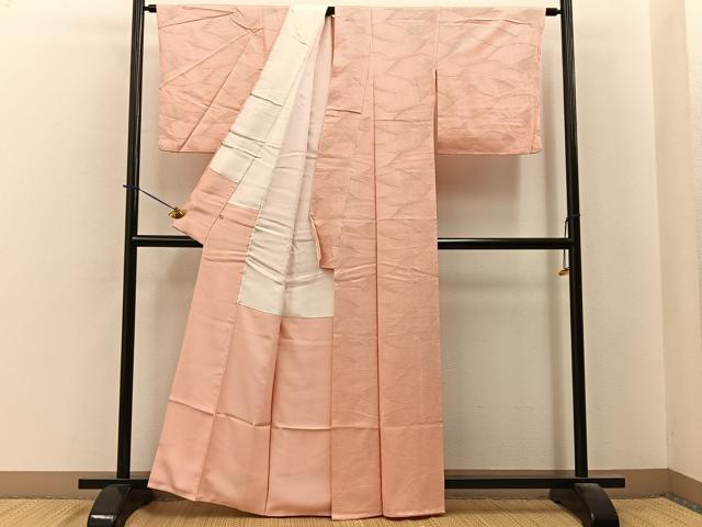 平和屋着物■上質な色無地　流線地紋　一斤染色　高島屋扱い　正絹　逸品　BAAY6231hj