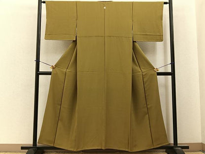 平和屋着物■上質な色無地　国防色　正絹　逸品　BAAY6232hj
