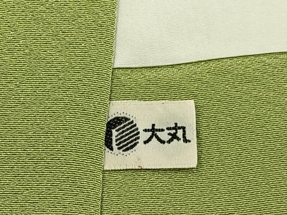 平和屋着物●上質な色無地　抹茶色　大丸扱い　正絹　逸品　BAAY6235hj