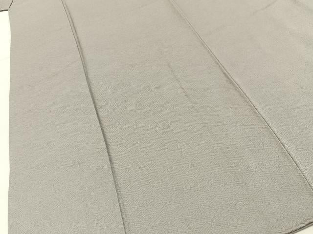 平和屋着物■上質な色無地　菱地紋　薄鈍色　正絹　逸品　BAAY6237hj