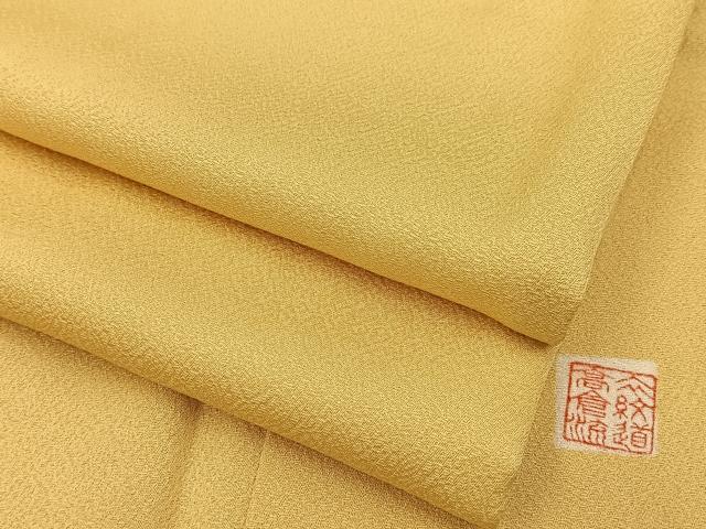 平和屋着物■上質な色無地　衣紋道高倉流　花菱地紋　卵色　正絹　逸品　BAAY6238hj
