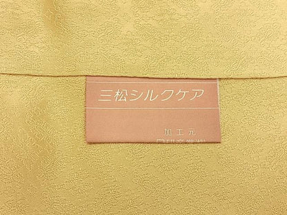 平和屋着物■上質な色無地　衣紋道高倉流　花菱地紋　卵色　正絹　逸品　BAAY6238hj