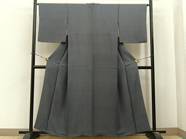 平和屋着物■上質な色無地　鹿の子地紋　消炭色　正絹　逸品　BAAY6241hj
