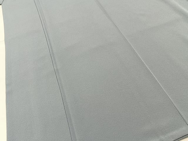 平和屋着物●上質な色無地　灰青色　ロング丈　正絹　逸品　BAAY6245hj