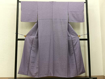 平和屋着物■上質な色無地　吉祥地紋　鳩羽色　正絹　逸品　BAAY6248hj