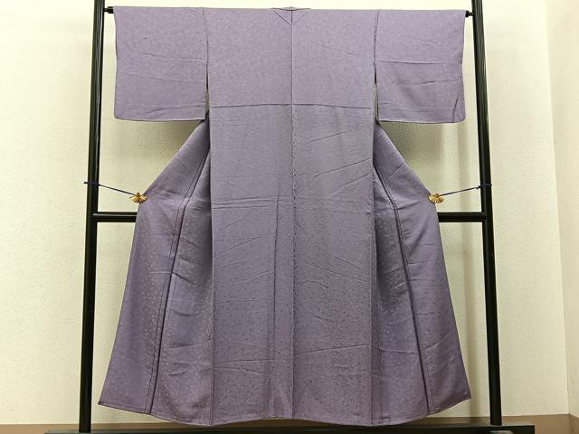 平和屋着物■上質な色無地　吉祥地紋　鳩羽色　正絹　逸品　BAAY6248hj