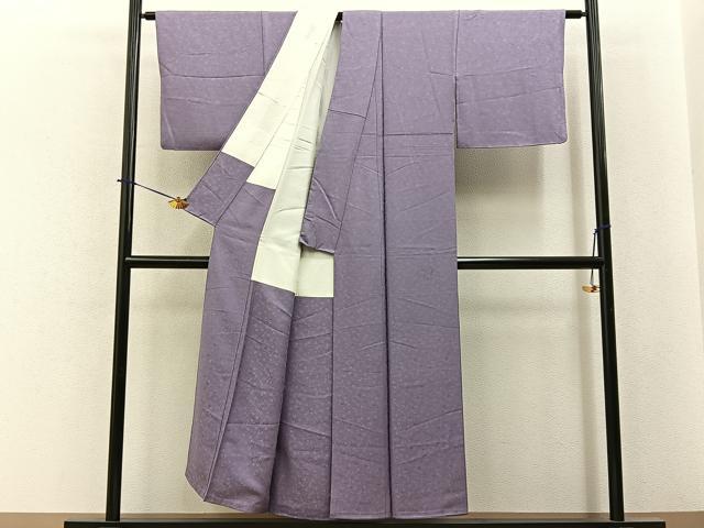 平和屋着物■上質な色無地　吉祥地紋　鳩羽色　正絹　逸品　BAAY6248hj