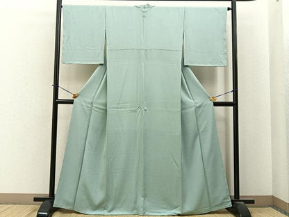 平和屋着物●上質な色無地　霞地紋　青磁鼠色　正絹　逸品　未使用　BAAY6250hj