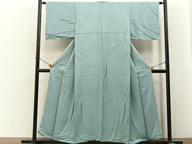 平和屋着物■上質な色無地　菊地紋　柳鼠色　正絹　逸品　BAAY6252hj
