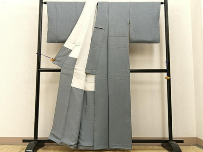 平和屋着物●上質な色無地　霞地紋　豆がら茶色　反端付き　正絹　逸品　BAAY6256hj
