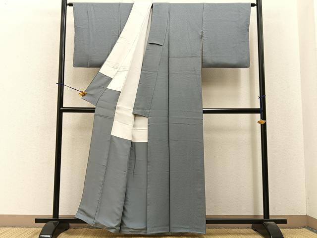 平和屋着物●上質な色無地　霞地紋　豆がら茶色　反端付き　正絹　逸品　BAAY6256hj