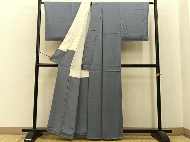 平和屋着物●本加賀友禅作家　押田正義監修　色無地　桔梗鼠色　正絹　逸品　未使用　BAAY6257hj