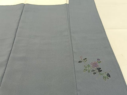 平和屋着物●本加賀友禅作家　押田正義監修　色無地　桔梗鼠色　正絹　逸品　未使用　BAAY6257hj