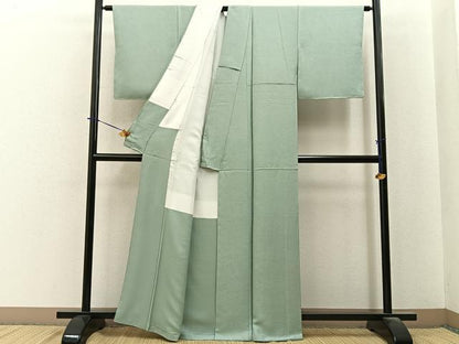 平和屋着物●上質な色無地　草花地紋　裏葉柳色　正絹　逸品　未使用　BAAY6258hj