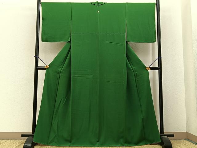 平和屋着物●上質な色無地　緑青色　正絹　逸品　未使用　BAAY6267hj
