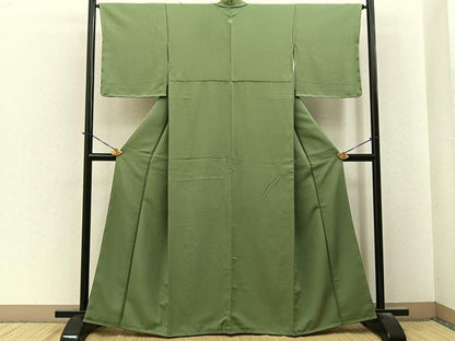 平和屋着物●上質な色無地　柳茶色　正絹　逸品　未使用　BAAY6268hj