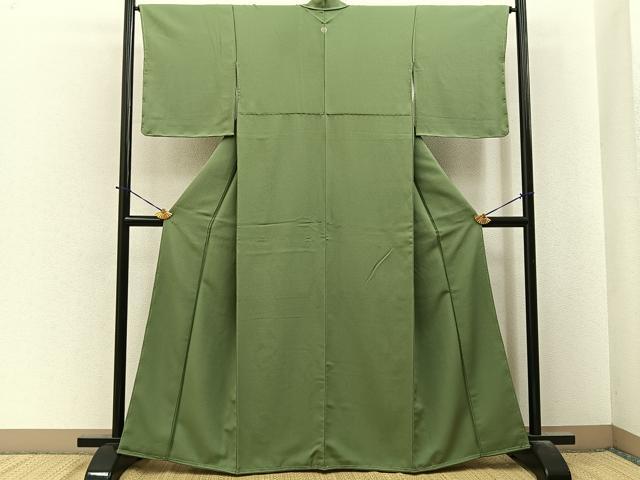 平和屋着物●上質な色無地　柳茶色　正絹　逸品　未使用　BAAY6268hj
