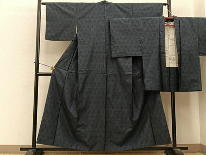 平和屋着物■本場大島紬　アンサンブル　麻の葉文様　正絹　逸品　BAAY6270hj