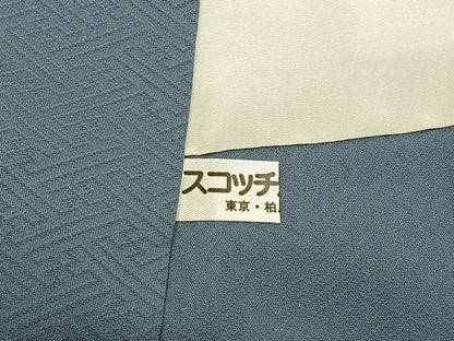 平和屋着物●京加賀友禅　百貫達雄監修　色無地　松竹梅地紋　湊鼠色　ロング丈　正絹　逸品　未使用　BAAY6271hj