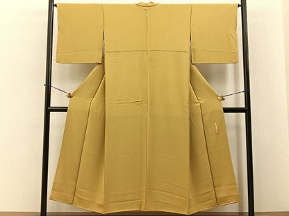 平和屋着物■本草木染作家　瑞寶　色無地　枯色　正絹　逸品　BAAY6274hj