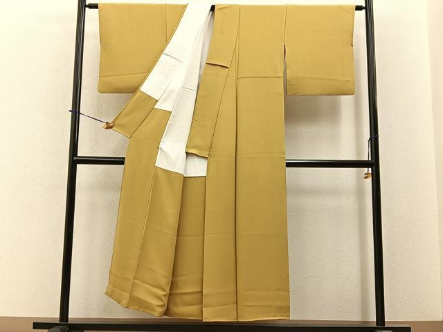 平和屋着物■本草木染作家　瑞寶　色無地　枯色　正絹　逸品　BAAY6274hj