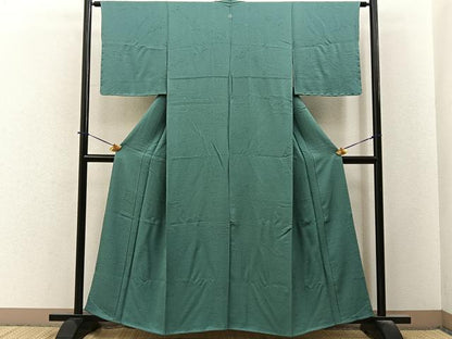 平和屋着物■上質な色無地　舞葉地紋　柳染色　正絹　逸品　未使用　BAAY6276hj
