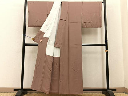 平和屋着物■上質な色無地　丁子茶色　正絹　逸品　BAAY6283hj