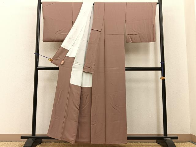 平和屋着物■上質な色無地　丁子茶色　正絹　逸品　BAAY6283hj