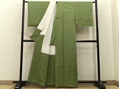 平和屋着物■無地絵羽訪問着　立波地紋　黄海松茶色　正絹　逸品　BAAY6284hj