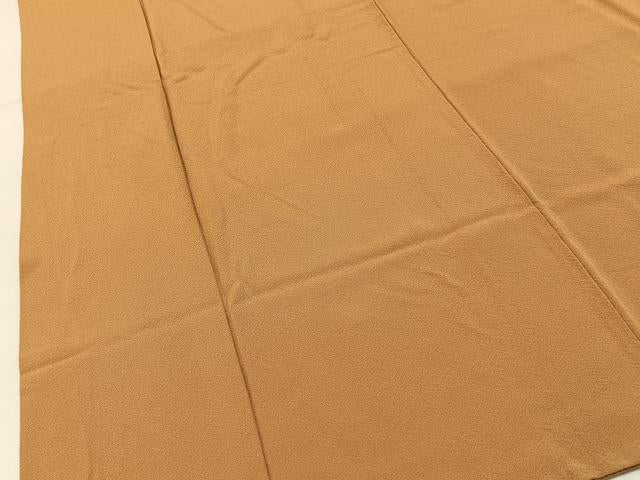 平和屋着物■上質な色無地　黃唐茶色　正絹　逸品　BAAY6285hj