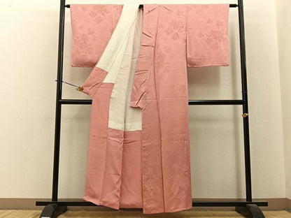 平和屋着物■上質な色無地　薔薇地紋　薄紅色　正絹　逸品　BAAY6286hj