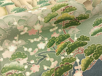 平和屋着物●本加賀友禅作家　堀哲也　黒留袖　松竹梅風景文　暈し染め　正絹　逸品　BAAY6288hj
