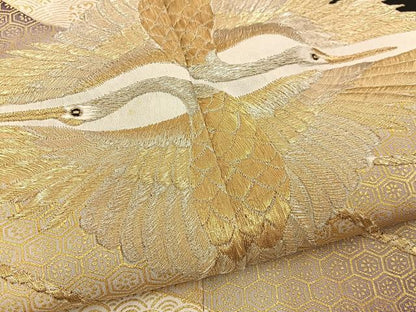平和屋着物■豪華黒留袖　刺繍　双鶴紐文　金彩　正絹　逸品　BAAY6289hj