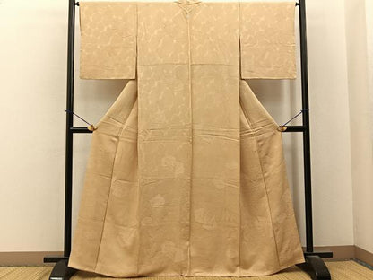 平和屋着物■上質な色無地　風景地紋　浅黄色　正絹　逸品　BAAY6294hj