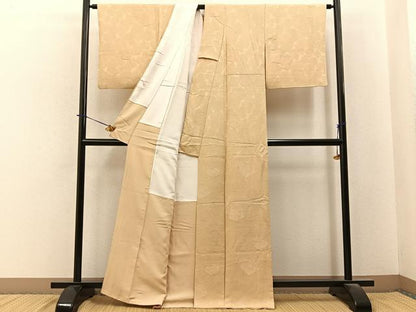 平和屋着物■上質な色無地　風景地紋　浅黄色　正絹　逸品　BAAY6294hj