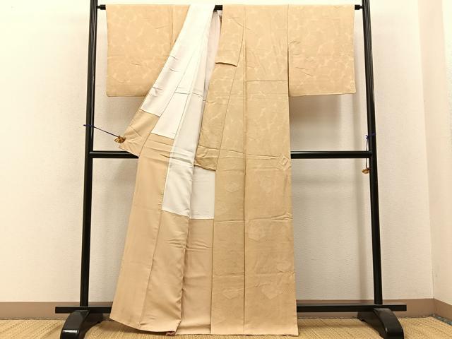 平和屋着物■上質な色無地　風景地紋　浅黄色　正絹　逸品　BAAY6294hj