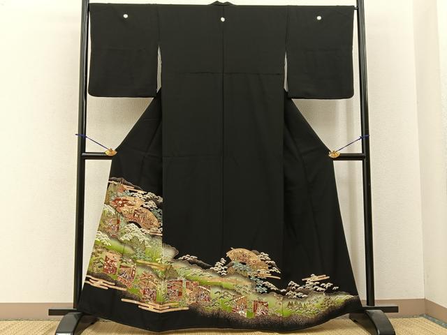 平和屋着物■豪華黒留袖　平安人物文　金銀彩　正絹　逸品　BAAY6301hj